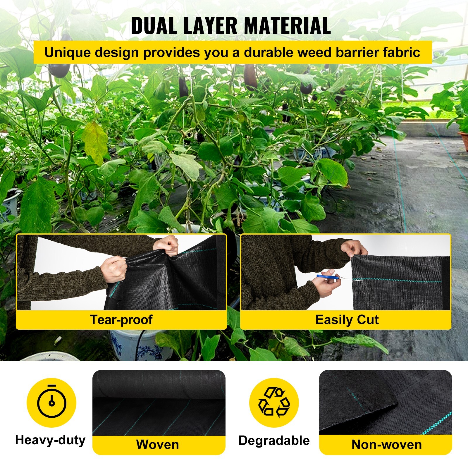 4′ x 300′ Woven Weed Barrier Landscape Fabric Ground Cover 5.8oz Weed Control