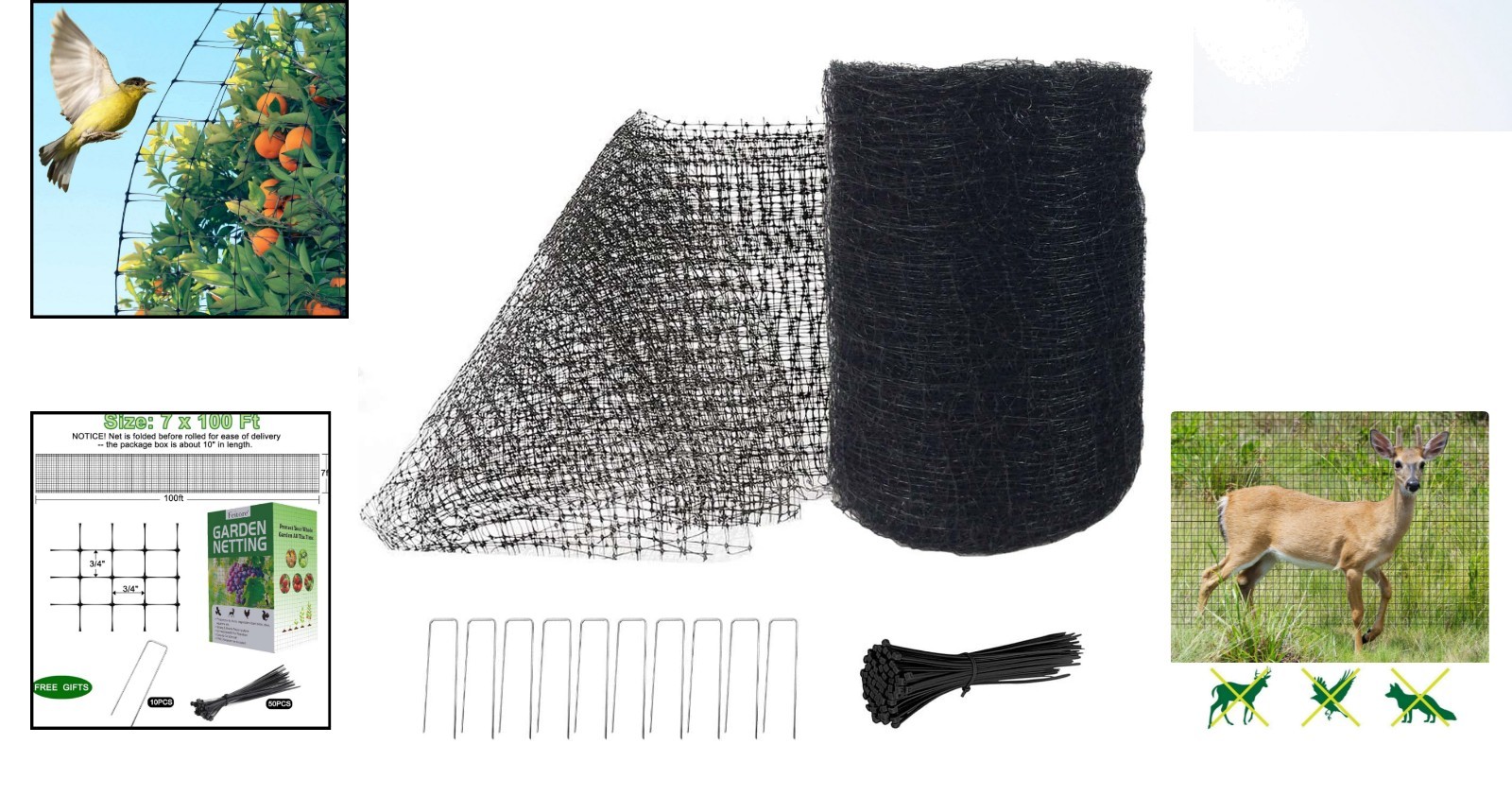 Easy Install 7′ x 100′ Polypropylene Garden Netting for Ultimate Protection