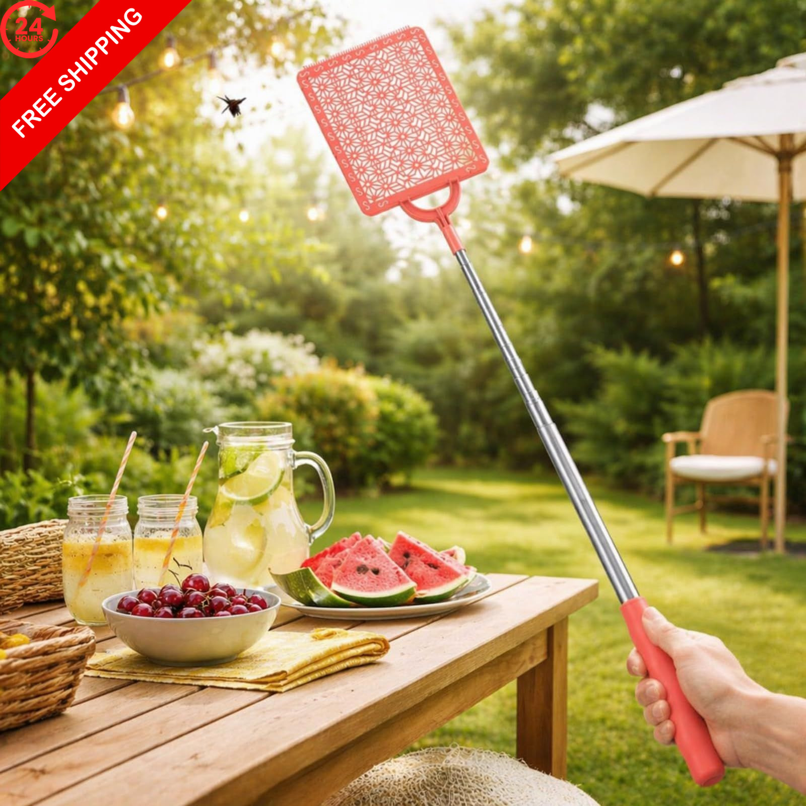 Boao 3 Pieces Fly Swatter Manual Retractable Detachable Assorted