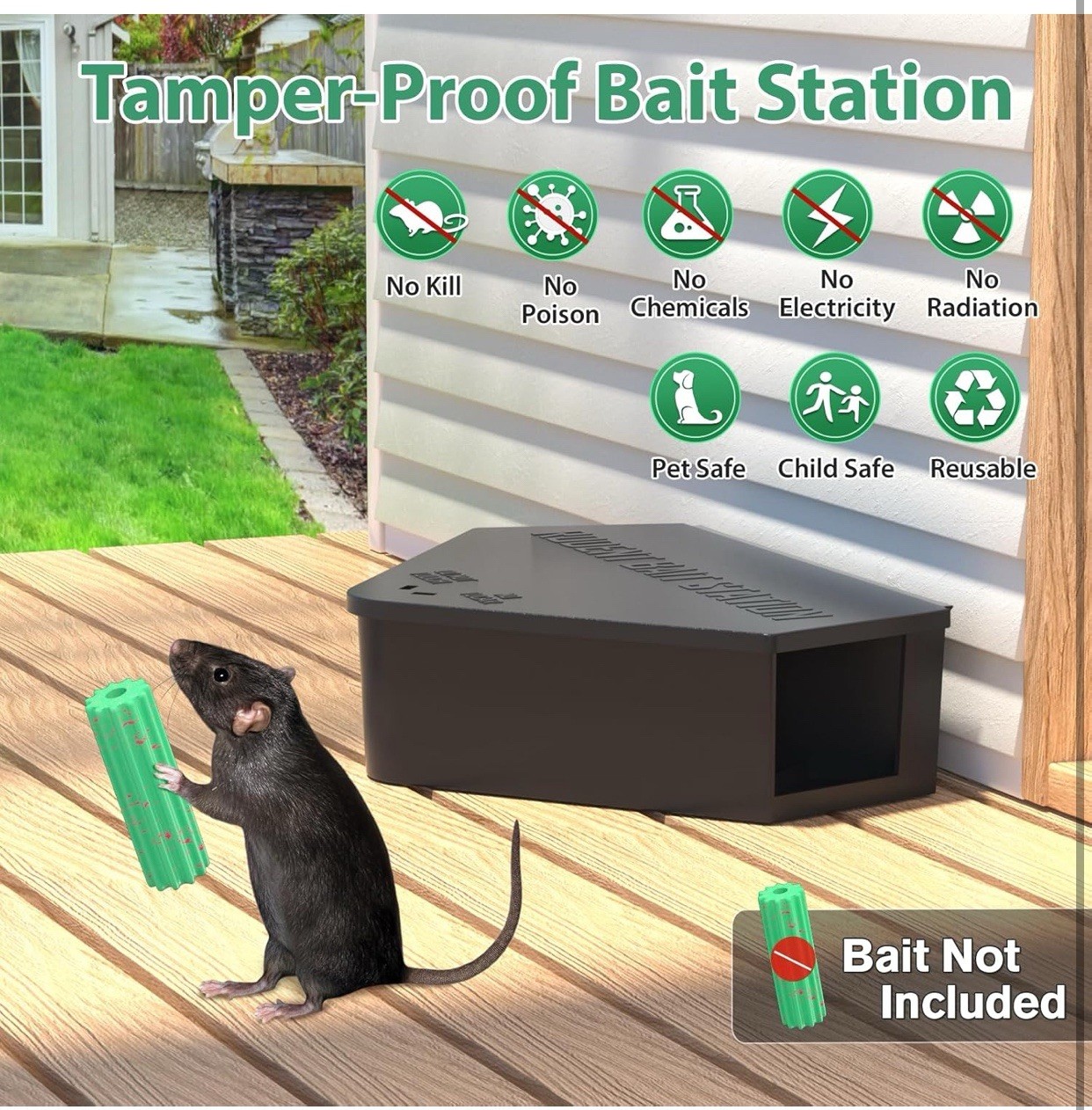 Rat Station Box with Keys, 2 Pack – Safe for Kids/Pets, Reusable, Indoor/Outdoor