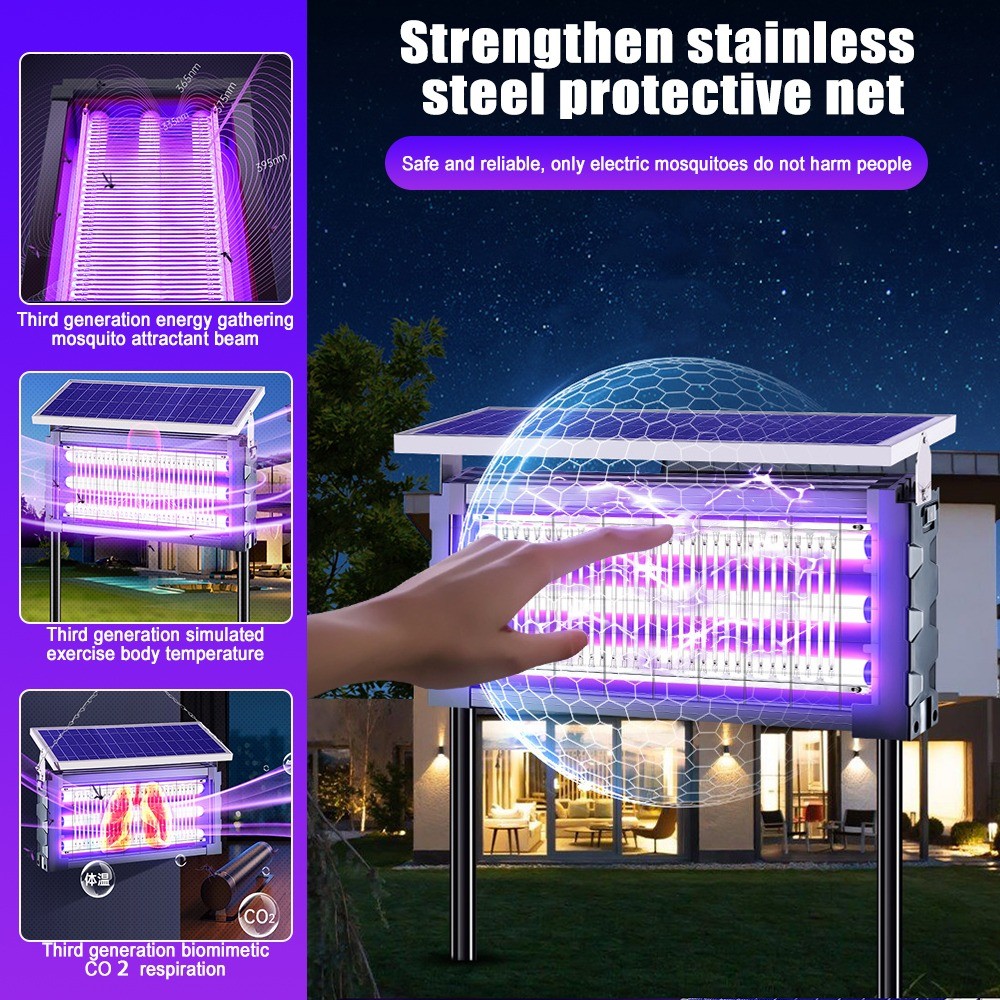 Solar Bug Zapper Outdoor Mosquito Zapper 4500V Waterproof Rechargeable Fly Trap