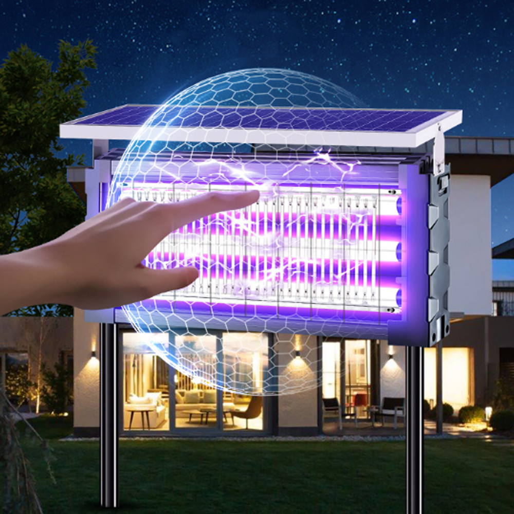 2PCS Solar Bug Zapper Outdoor Garden Mosquito Trap Rechargeable Fly Zapper 4500V