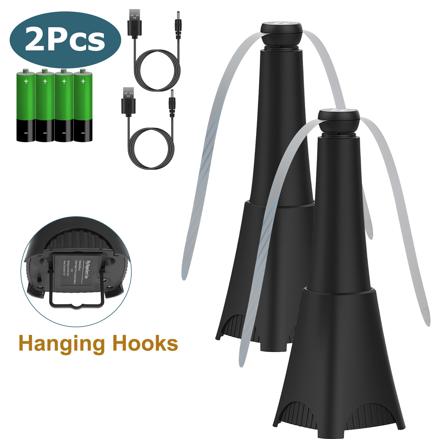 2PCS Rechargeable Fly Repellent Fans for Fly & Insect Bug Fan Table Top