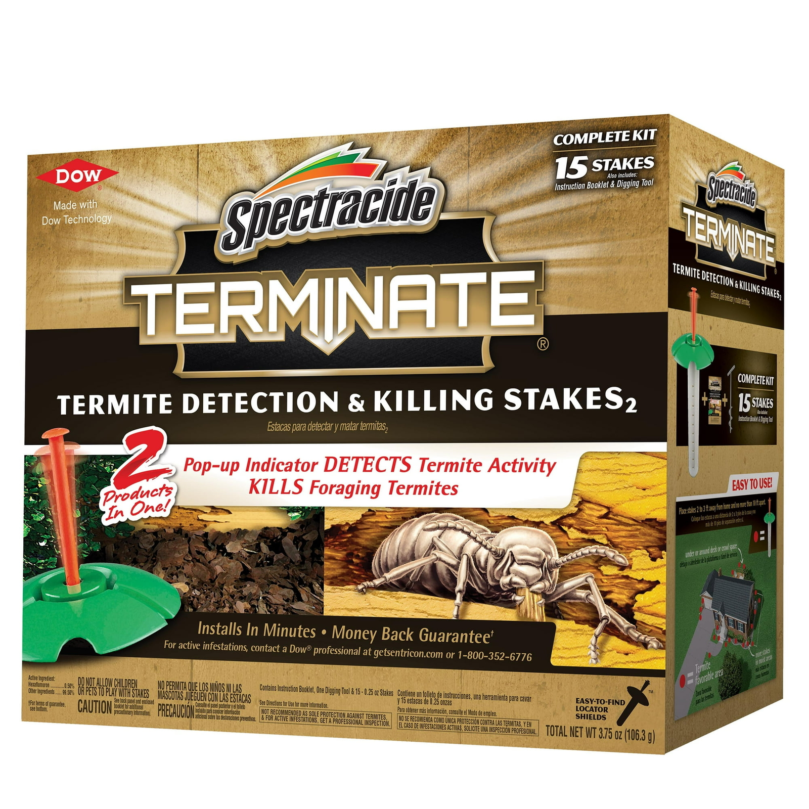 Terminate Termite Detection and Killing Stakes 15 Counts Install in Ground Home