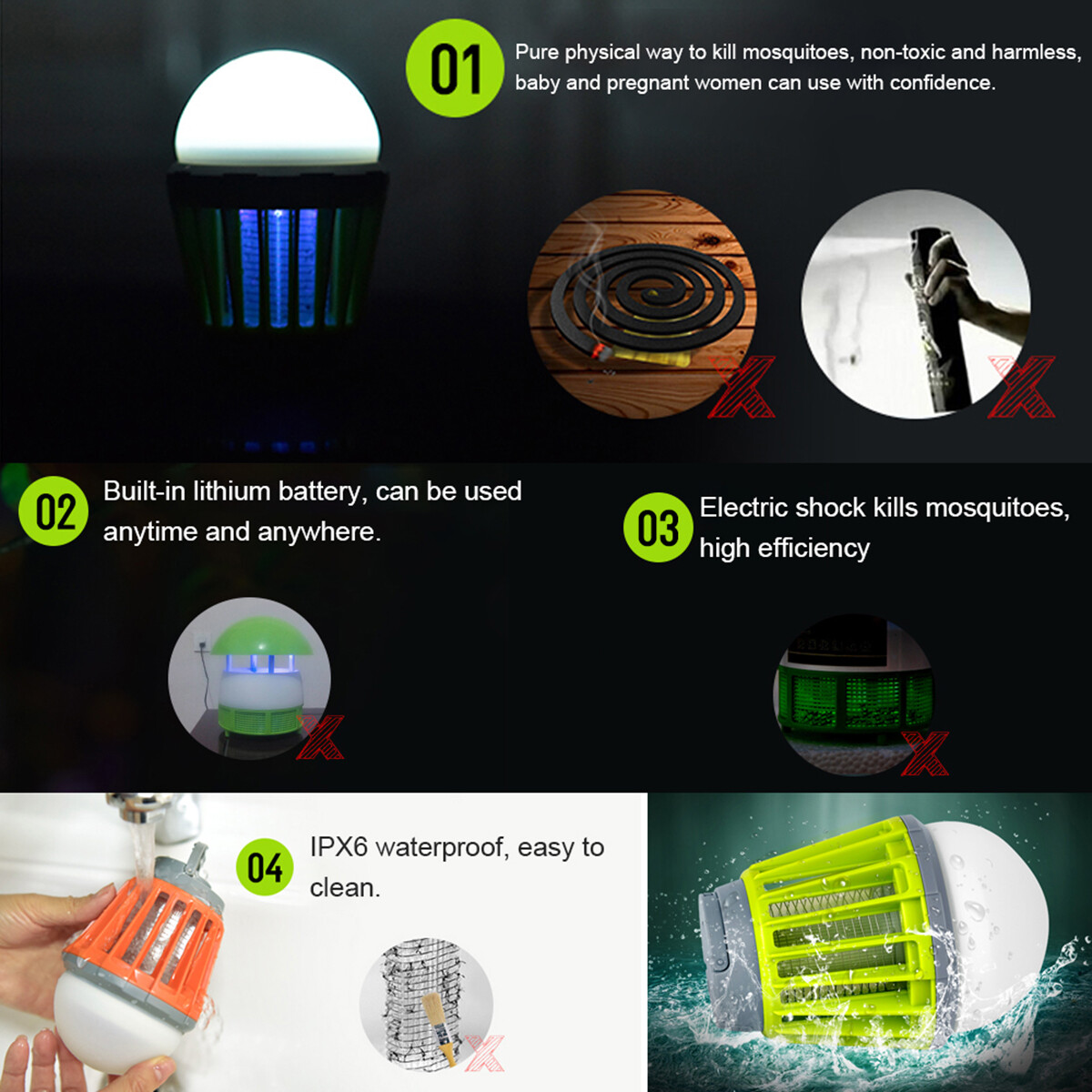 Rechargeable Electric Mosquito Insect Killer Fly Bug Lamp Zapper Camping Lantern