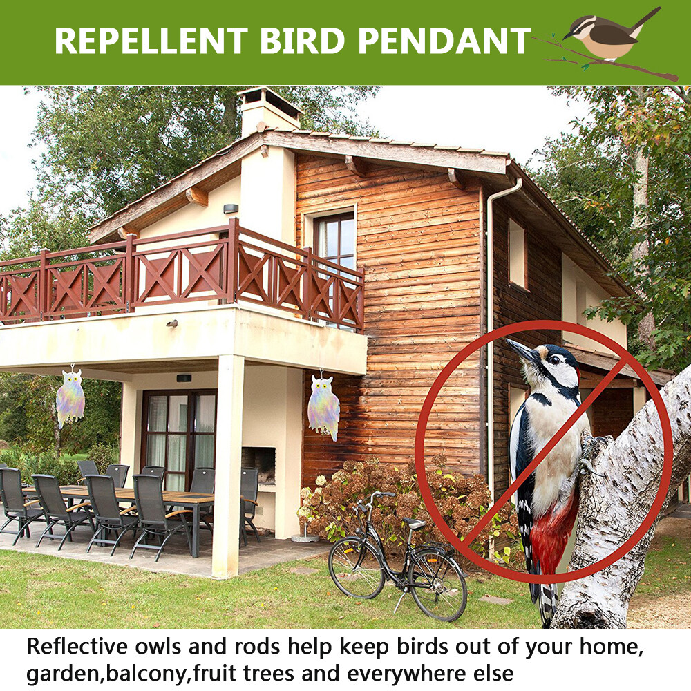 Bird Repellent Deterrent Fake Owl Scarer Reflective Woodpecker Repeller Device