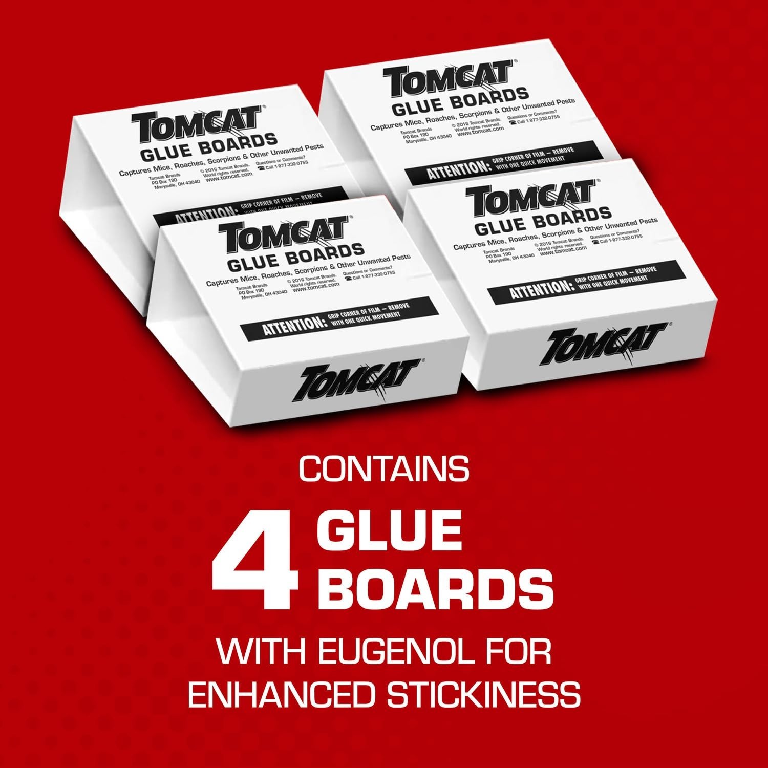 Tomcat Glue Boards with Immediate Grip Glue, Ready-To-Use, 4 Traps Free Shipping