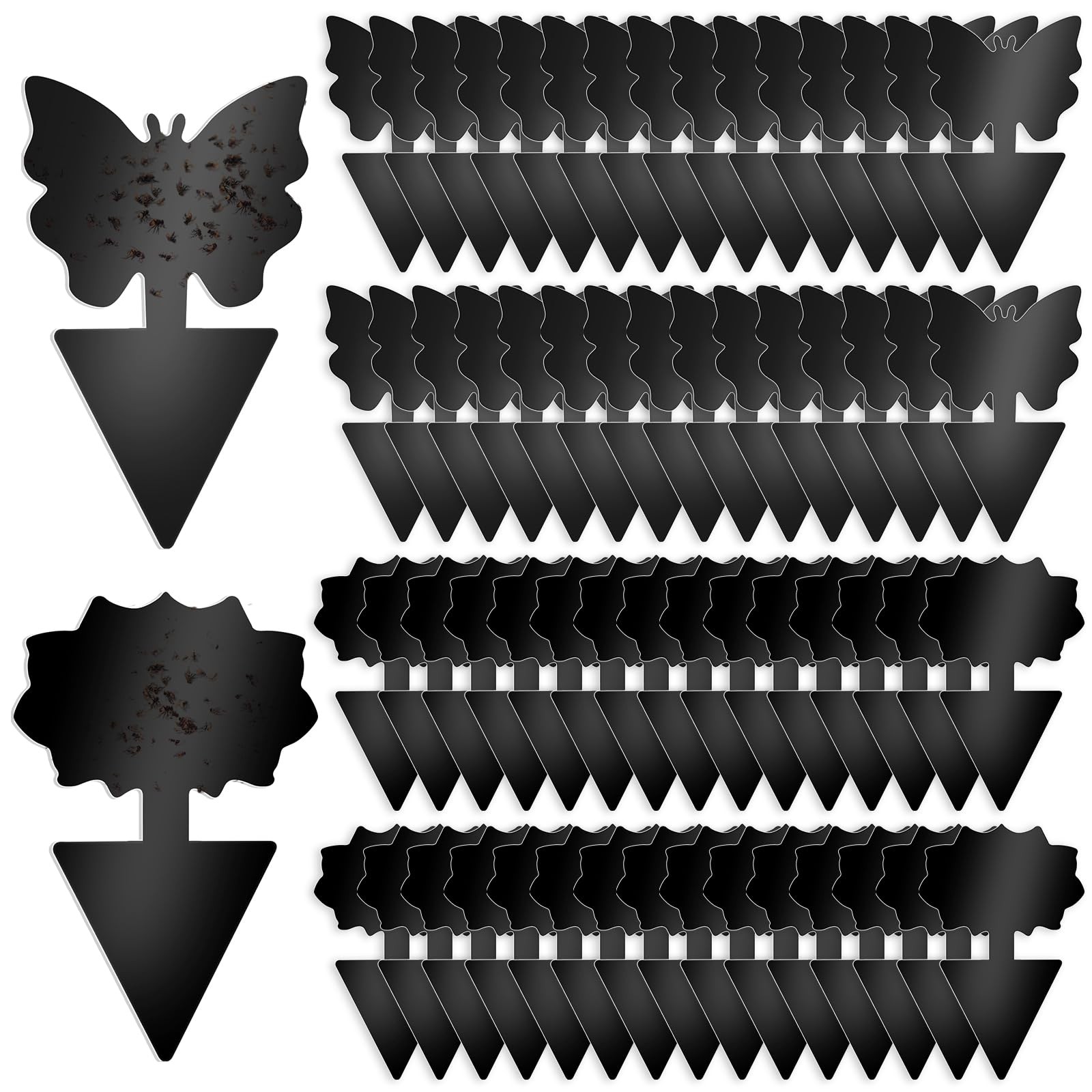 Fruit Fly Traps, 60 Pack Black Sticky Traps, Fungus Gnat Traps, Plant Fly