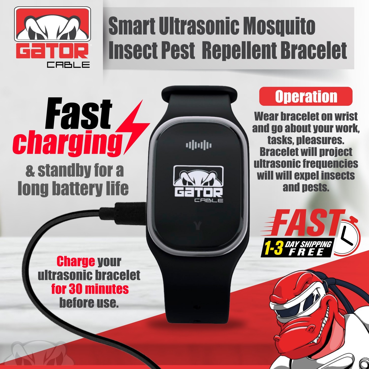 Ultrasonic Anti Mosquito Insect Pest Bugs Repellent Repeller Wrist Bracelet Band