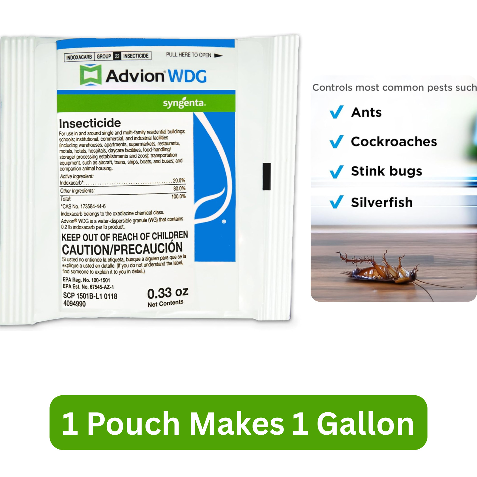 Syngenta WDG Insecticide Roach Ant Termite Insect Killer- 1 Pouch Makes 1 Gallon