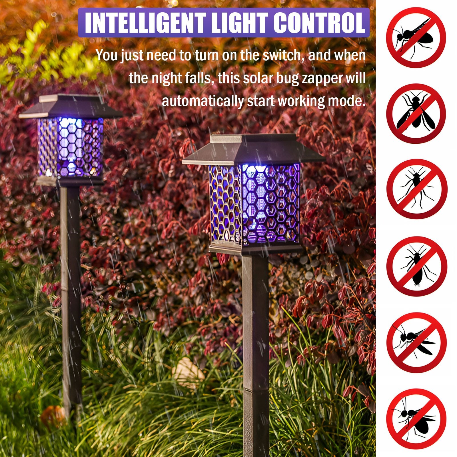 4Pack Solar Mosquito Zapper for Outdoor Yard and Garden Lighting