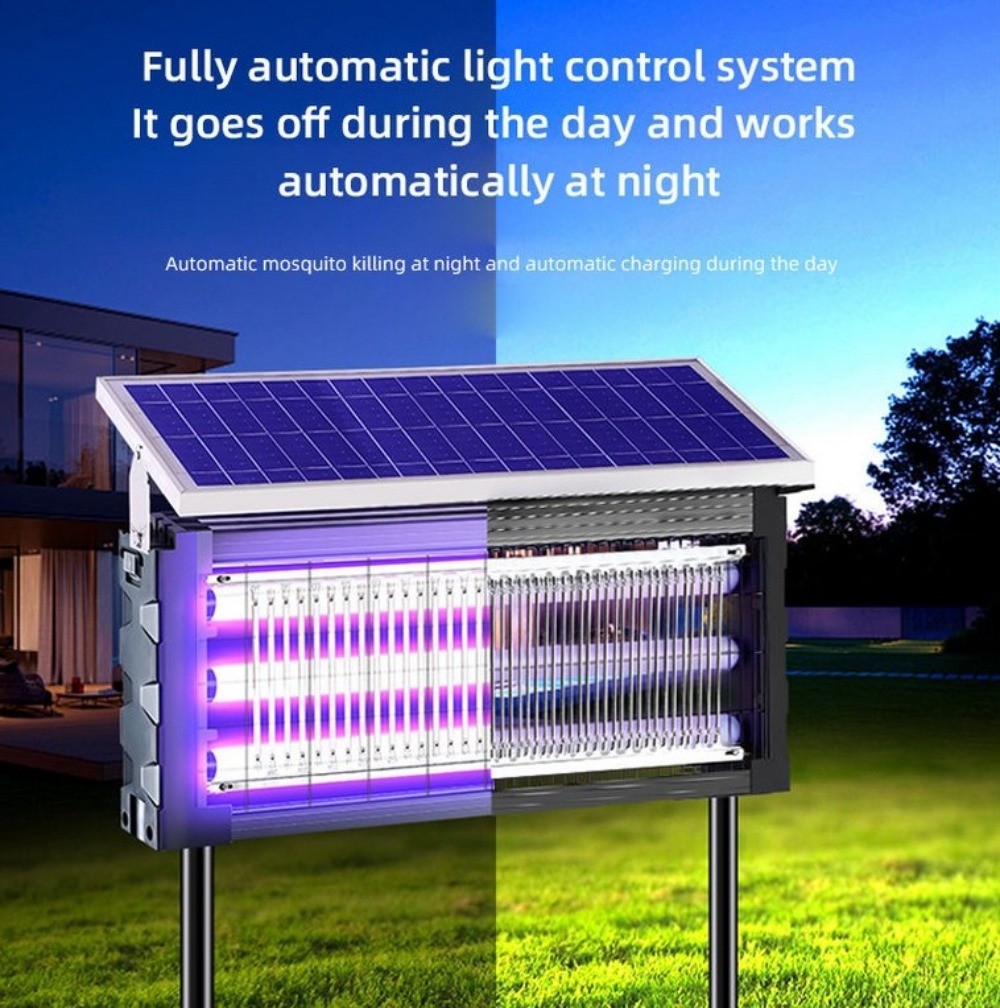 Solar Bug Zapper Outdoor Mosquito Zapper 4500V Waterproof Rechargeable Fly Trap