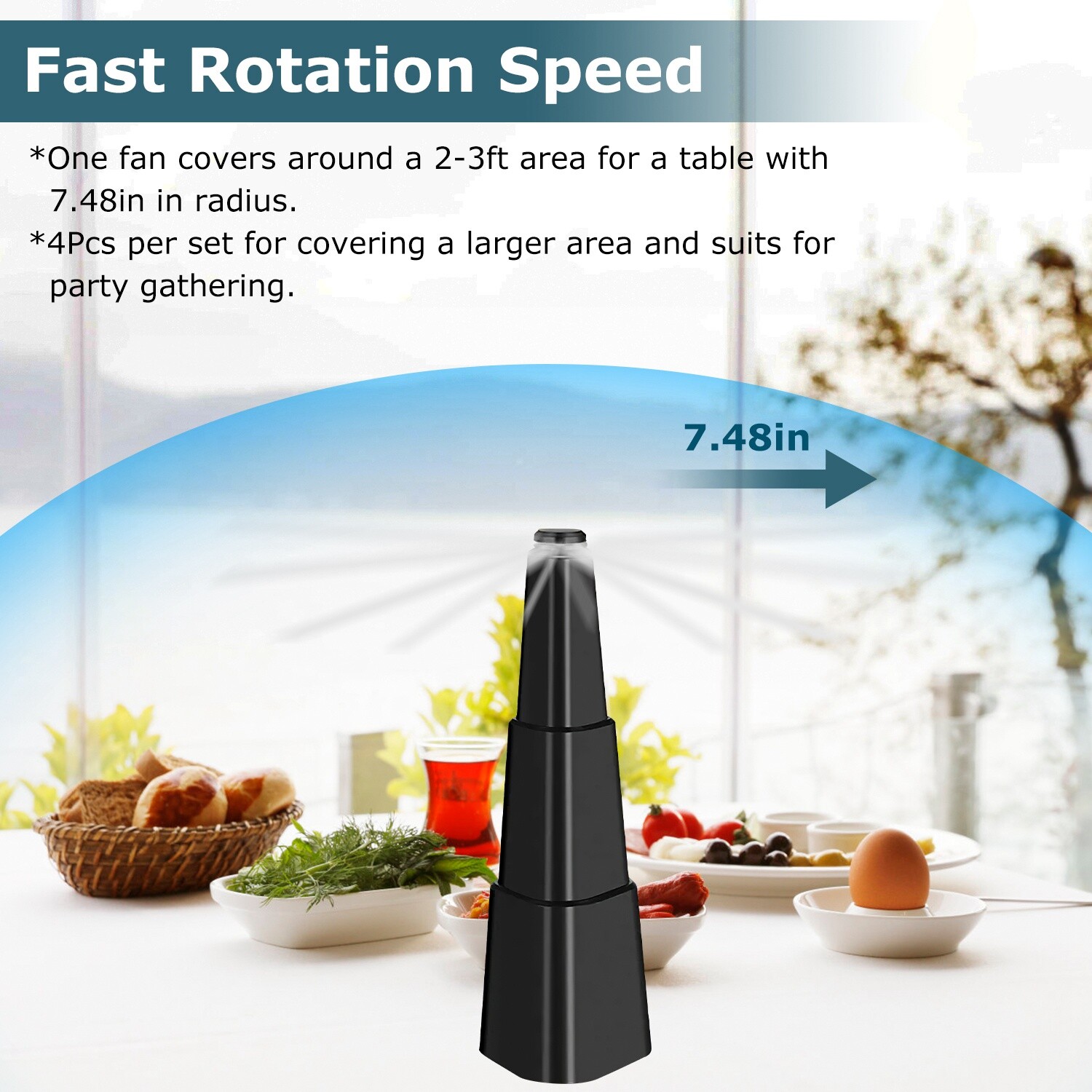 4PCS Battery Powered Fly Repellent Fan for BBQ Picnic Camping Tables Soft Blades