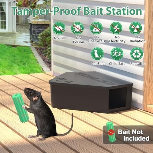 4 Pack Rodent Control Station Box with Keys – Safe for Kids & Pets, Reusable, In