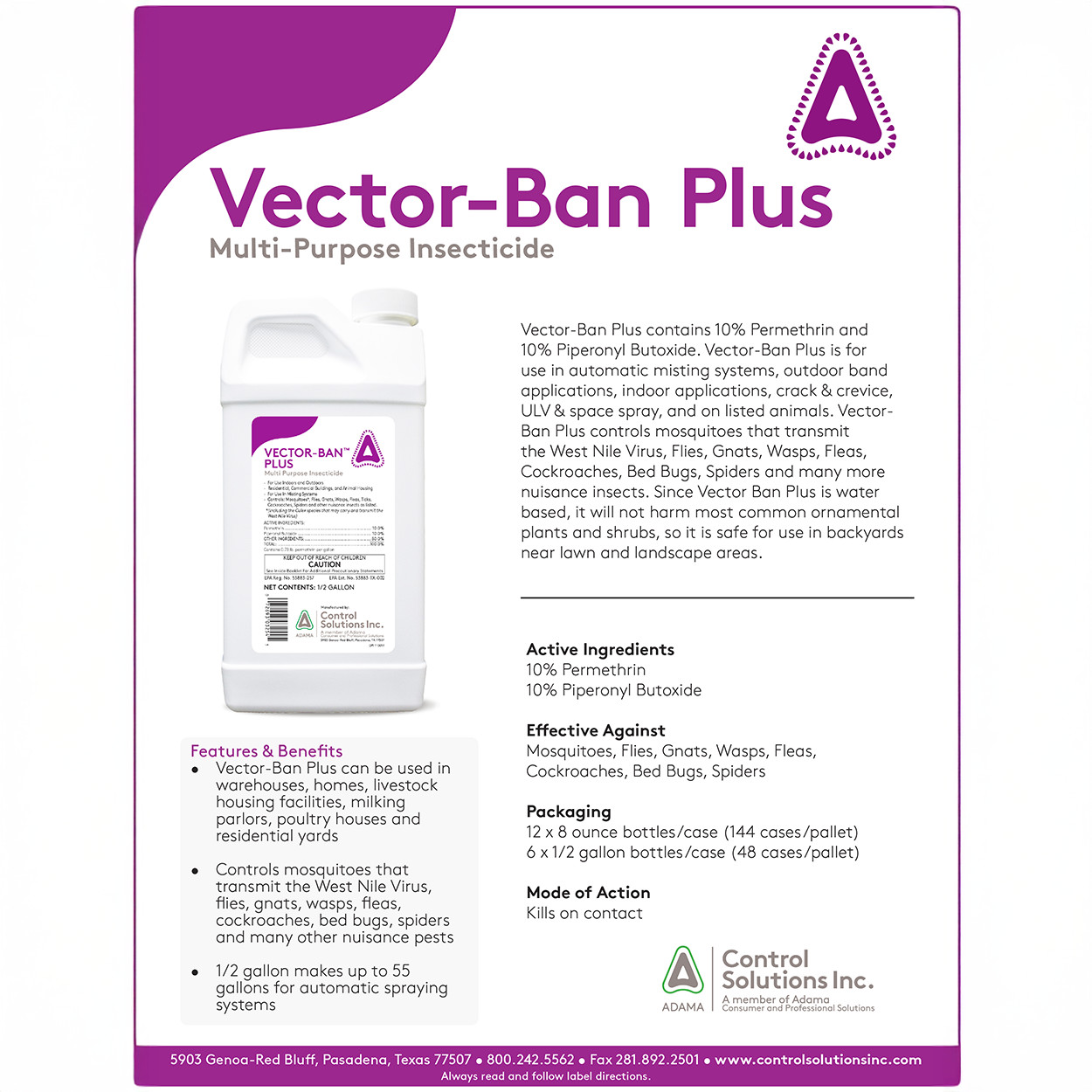 Vector Ban Plus Multi-Purpose Insecticide 64 fl oz by Control Solutions