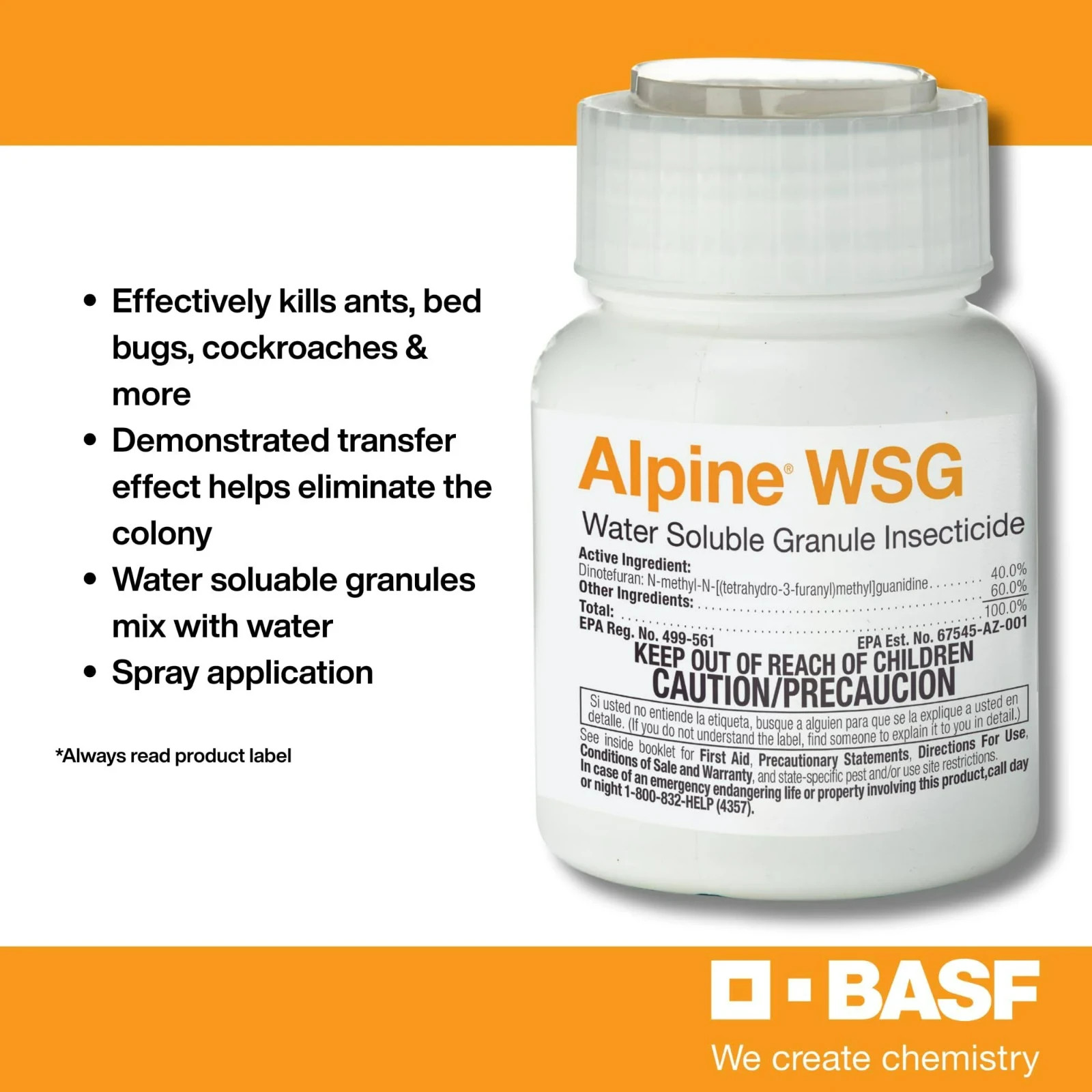 BASF Alpine WSG Water Soluble Granule Insecticide 200g Kills Bed Bugs Ants Fleas