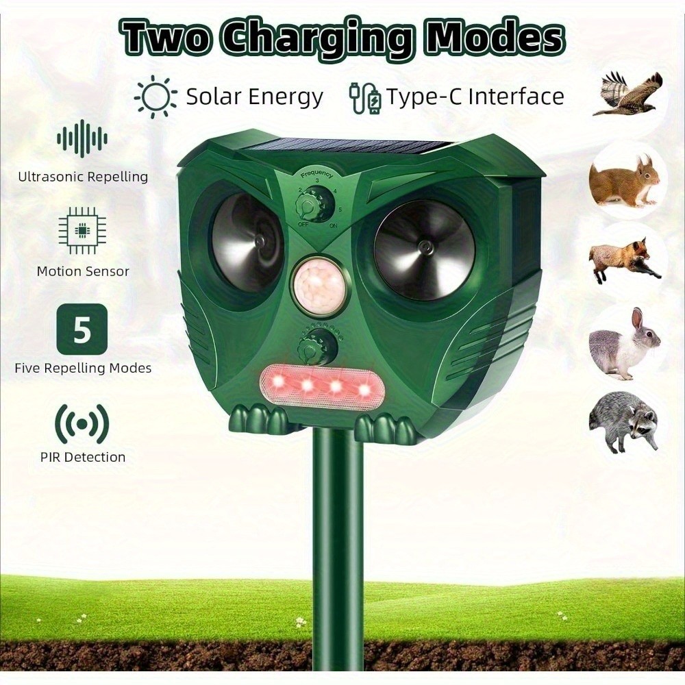 1 pcs Ultrasonic Animal Repellent with Motion Detection LED Flash Light
