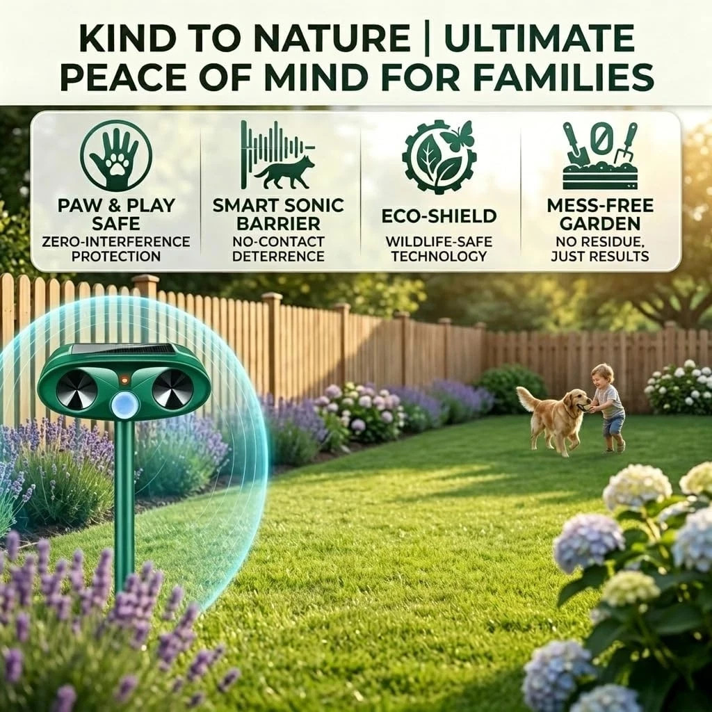 2026 Upgraded Sonic Fortress Pro Deer Repellent Devices,Waterproof Solar Ultraso