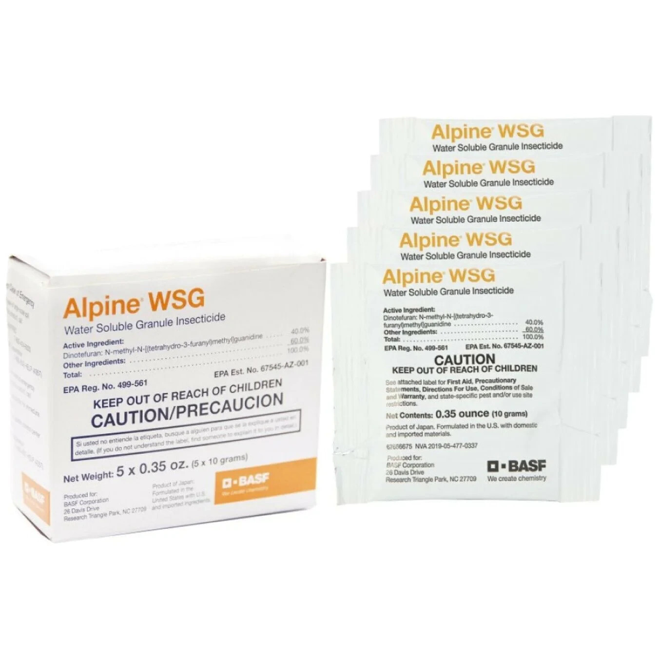 5 Pouches x 10 Gram Packet Alpine WSG Water Soluble Insecticide Kill Ant Roach