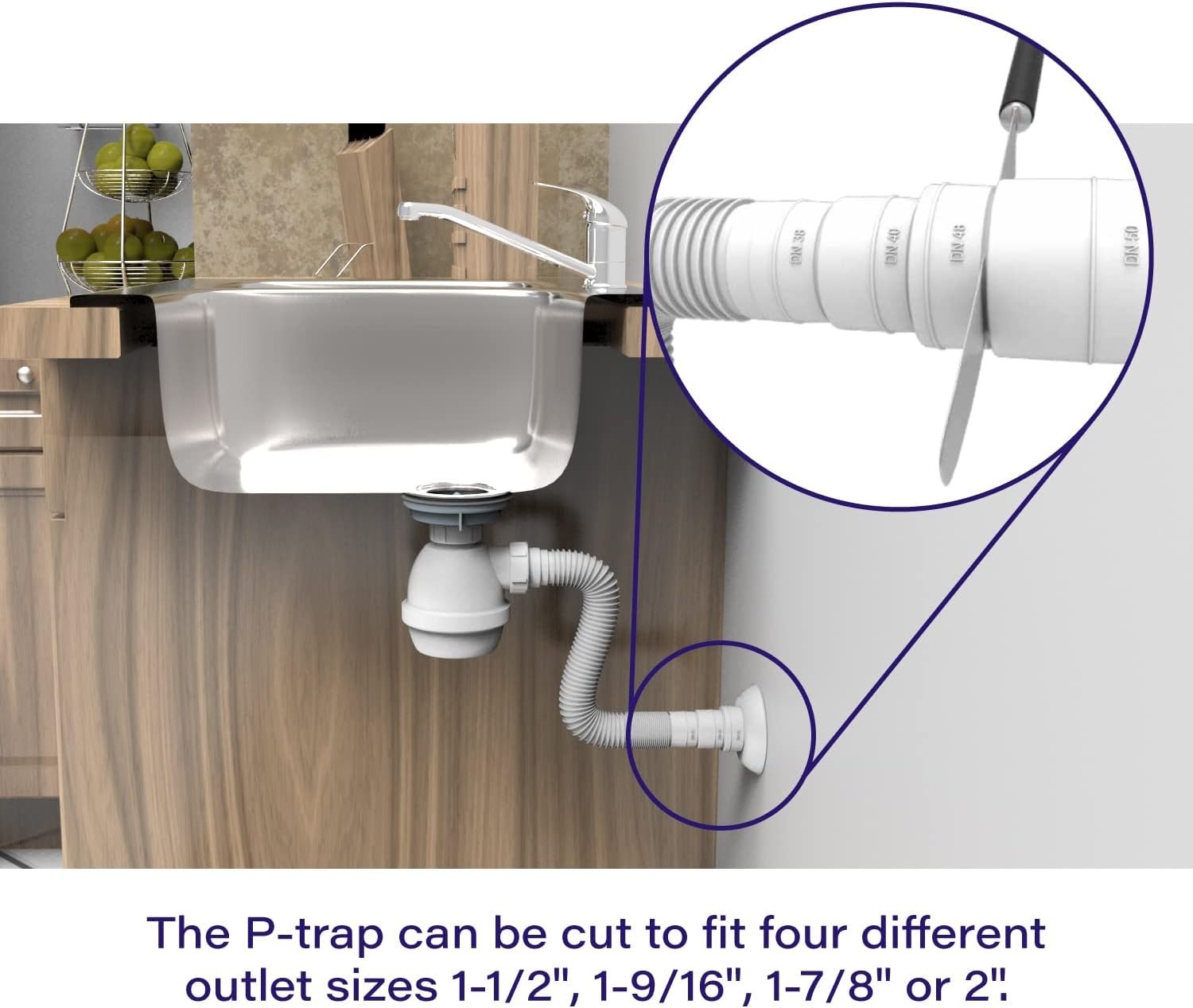 Universal Compatibility P-Trap – Four Drain Sizes