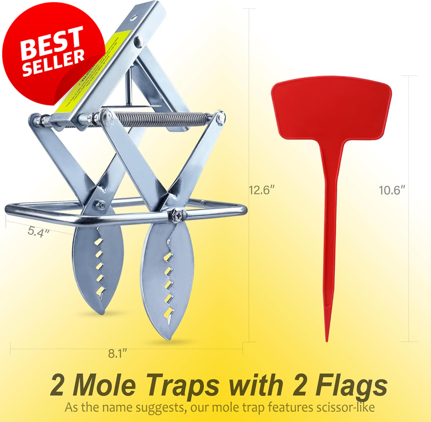 2 Pack Scissor Mole Trap Galvanized Steel Easy Step Setup Lawn Killer – US