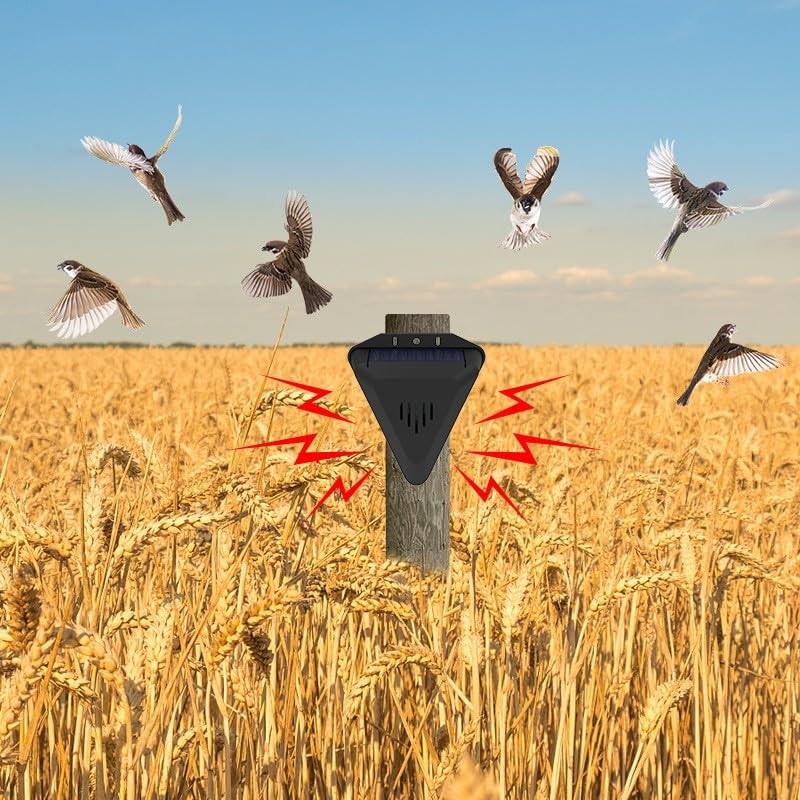 Solar Bird Repeller Alarm with 13 Built-in Sounds and 129db Speaker for 2 Pack