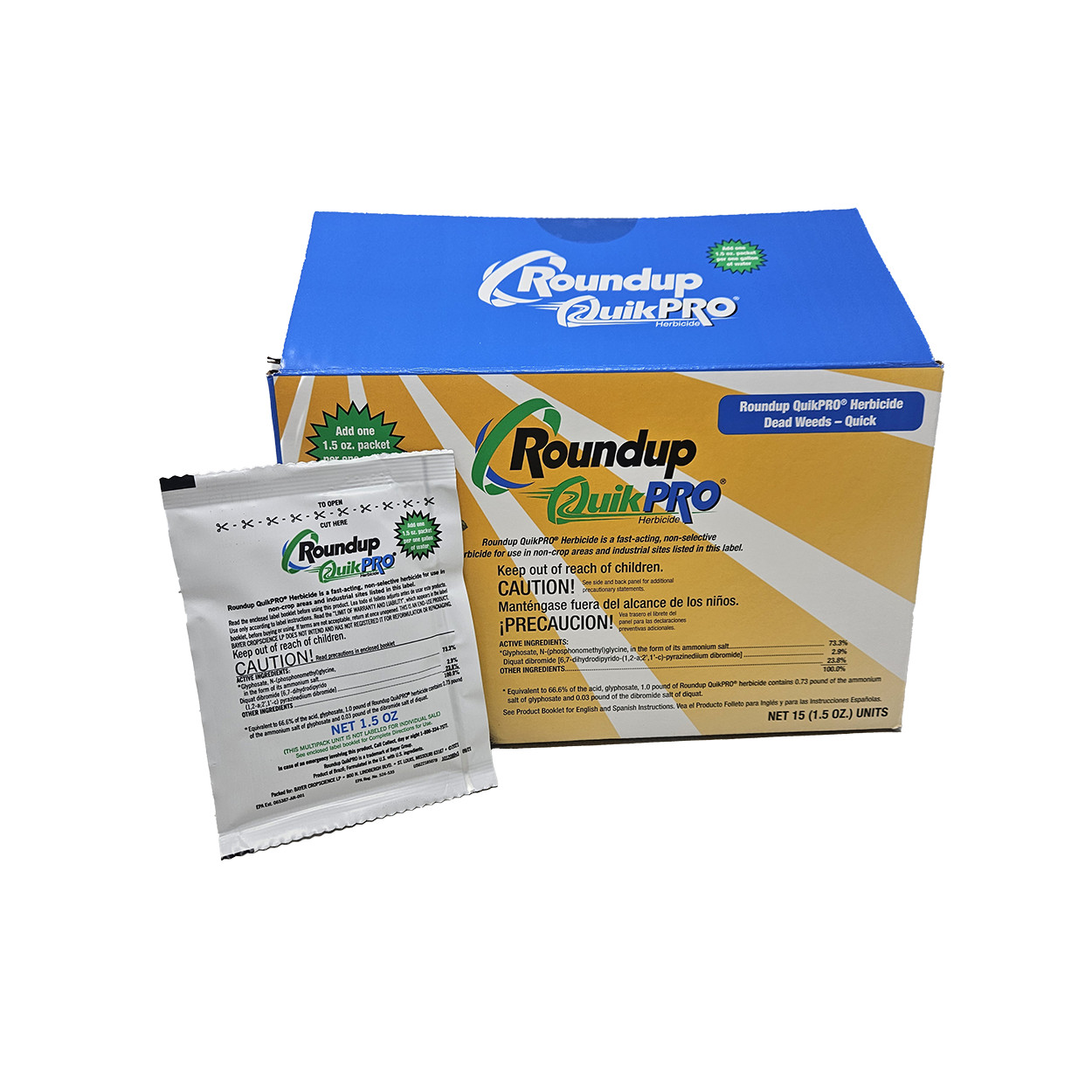 RoundUp QuikPRO Herbicide for Woody and Broadleaf Weeds 15 packets by Bayer