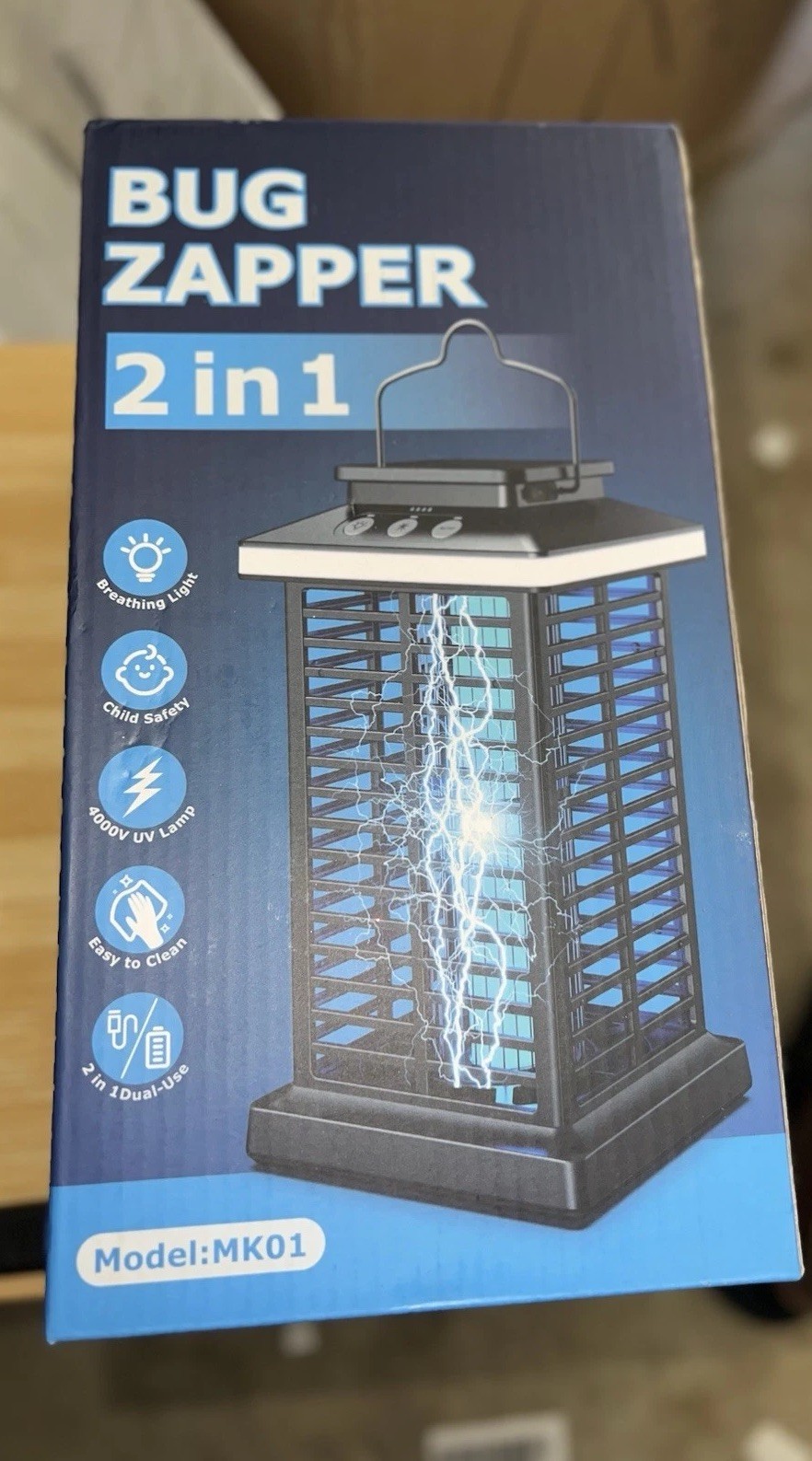 2-in-1 Bug Zapper Lantern MK01 Breathing Light Child Safe Easy Clean Black
