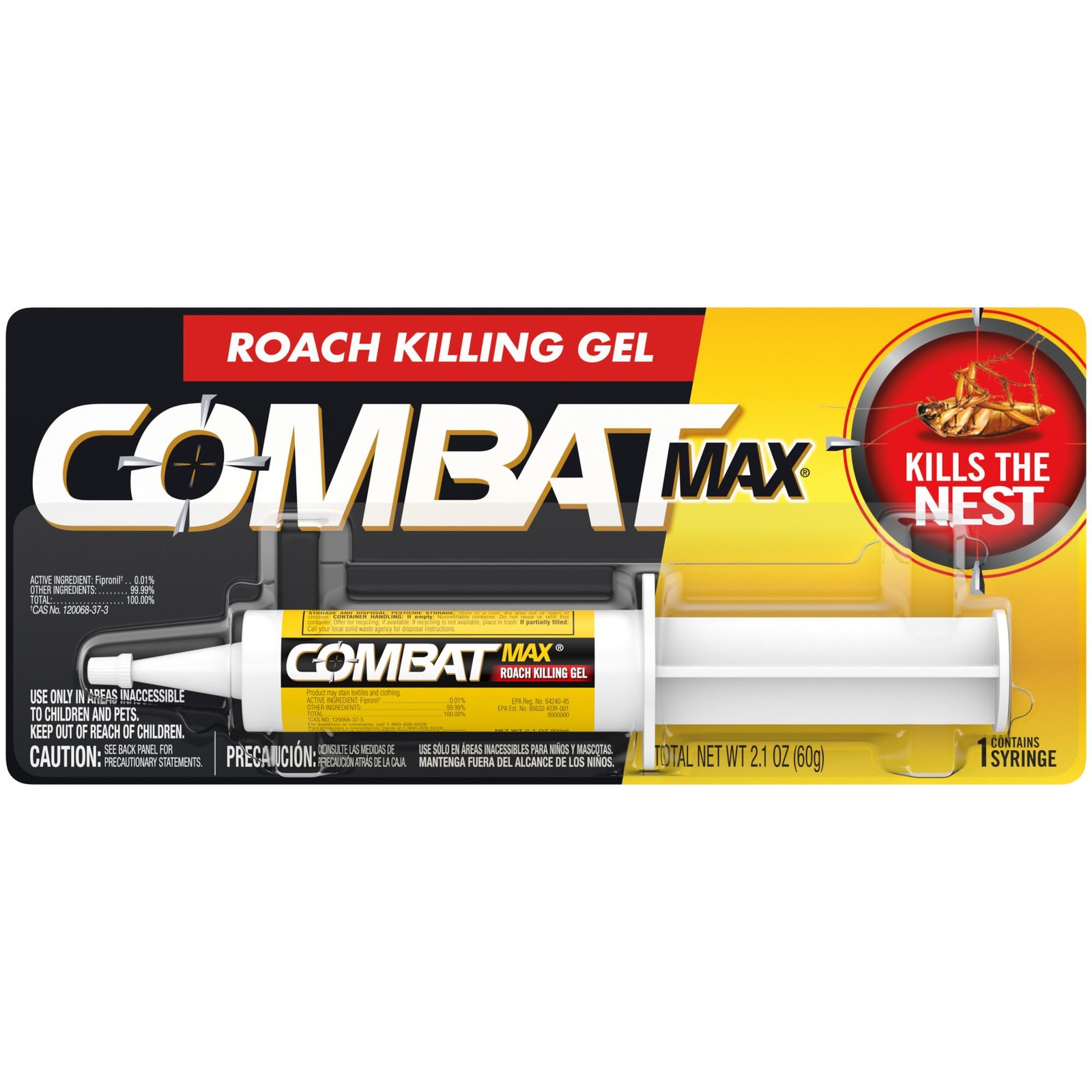 Combat Max Roach Killing Gel for Indoor and Outdoor Use 1 Syringe 2.1 Ounce