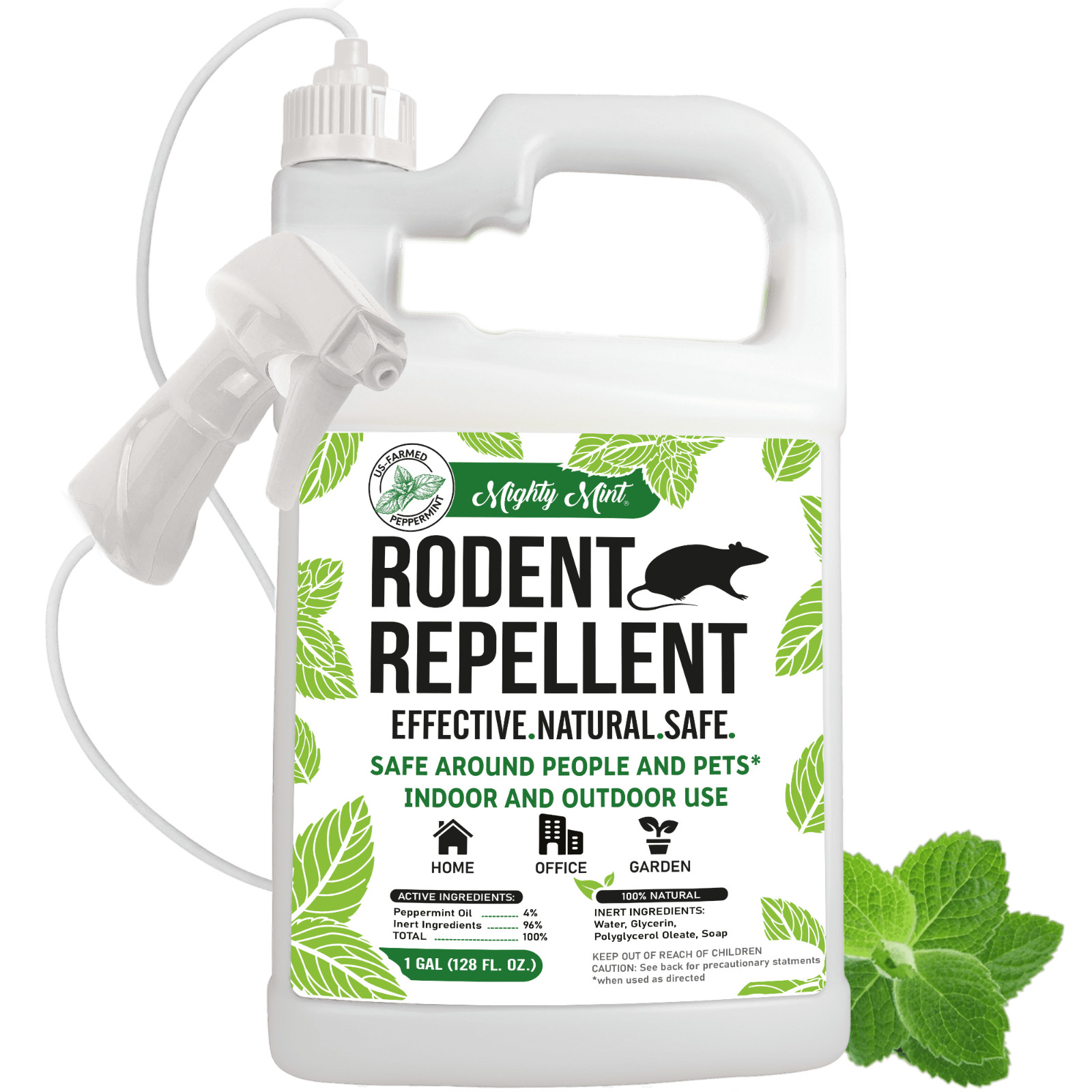 Mighty Mint Gallon (128 oz) Rodent Repellent Safe Peppermint Oil Spray