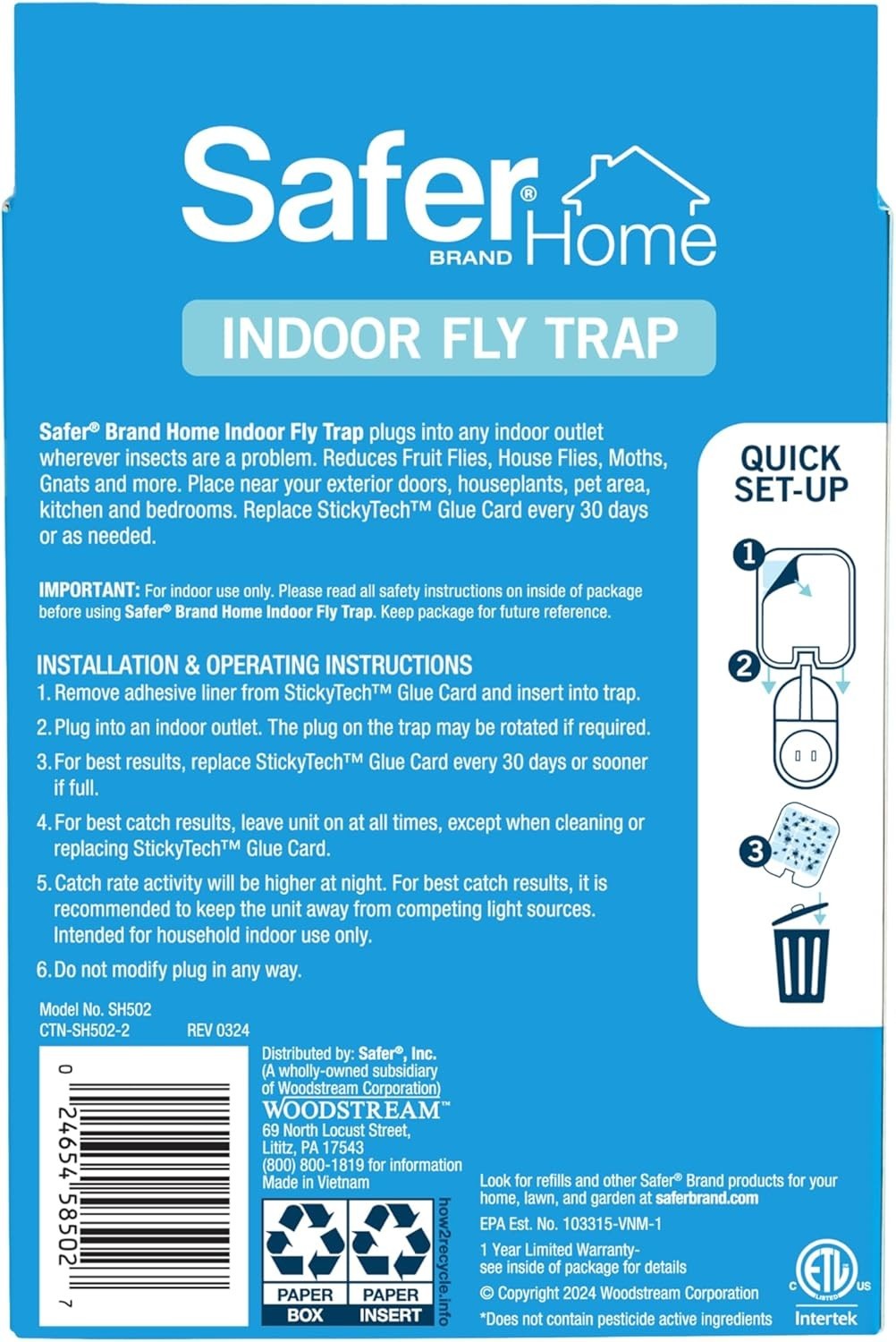 Effective Indoor Insect Trap – UV Attraction, 24/7 Protection, 400 Sq Ft Area