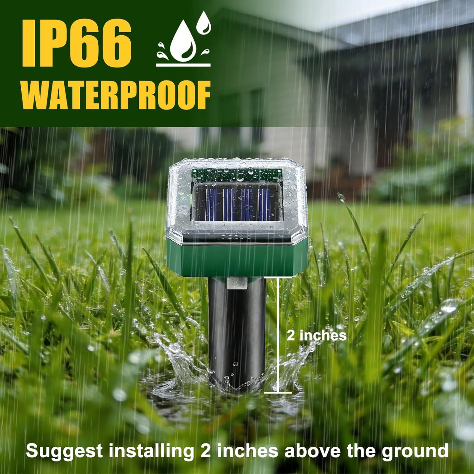 2026 Upgraded Mole & Snake & Skunk & Rabbit Repellent Solar Powered, Ultrasonic
