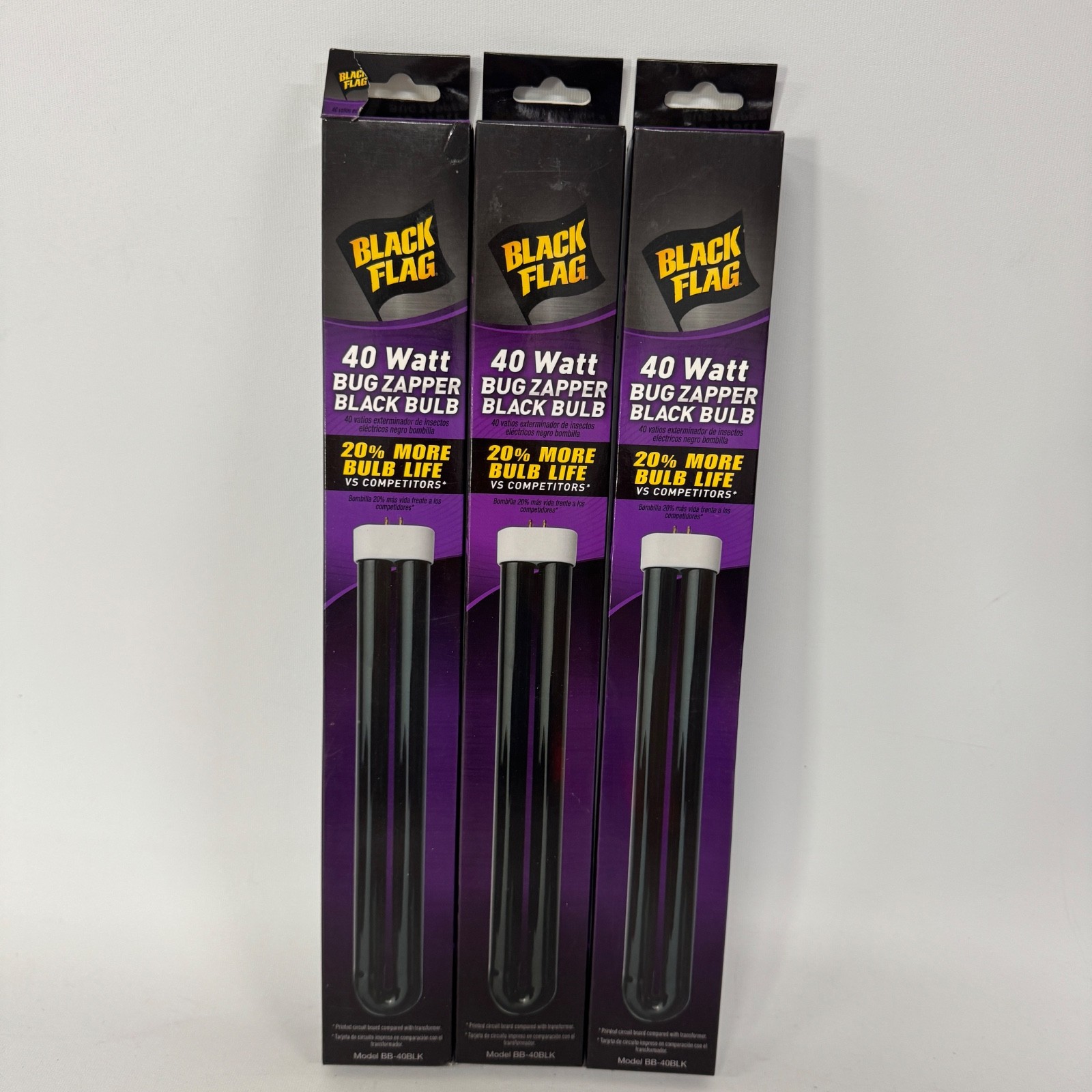 3X Black Flag BB-40BLK 40 Watt Replacement Bug Zapper Bulb – Set of 3 New In Box