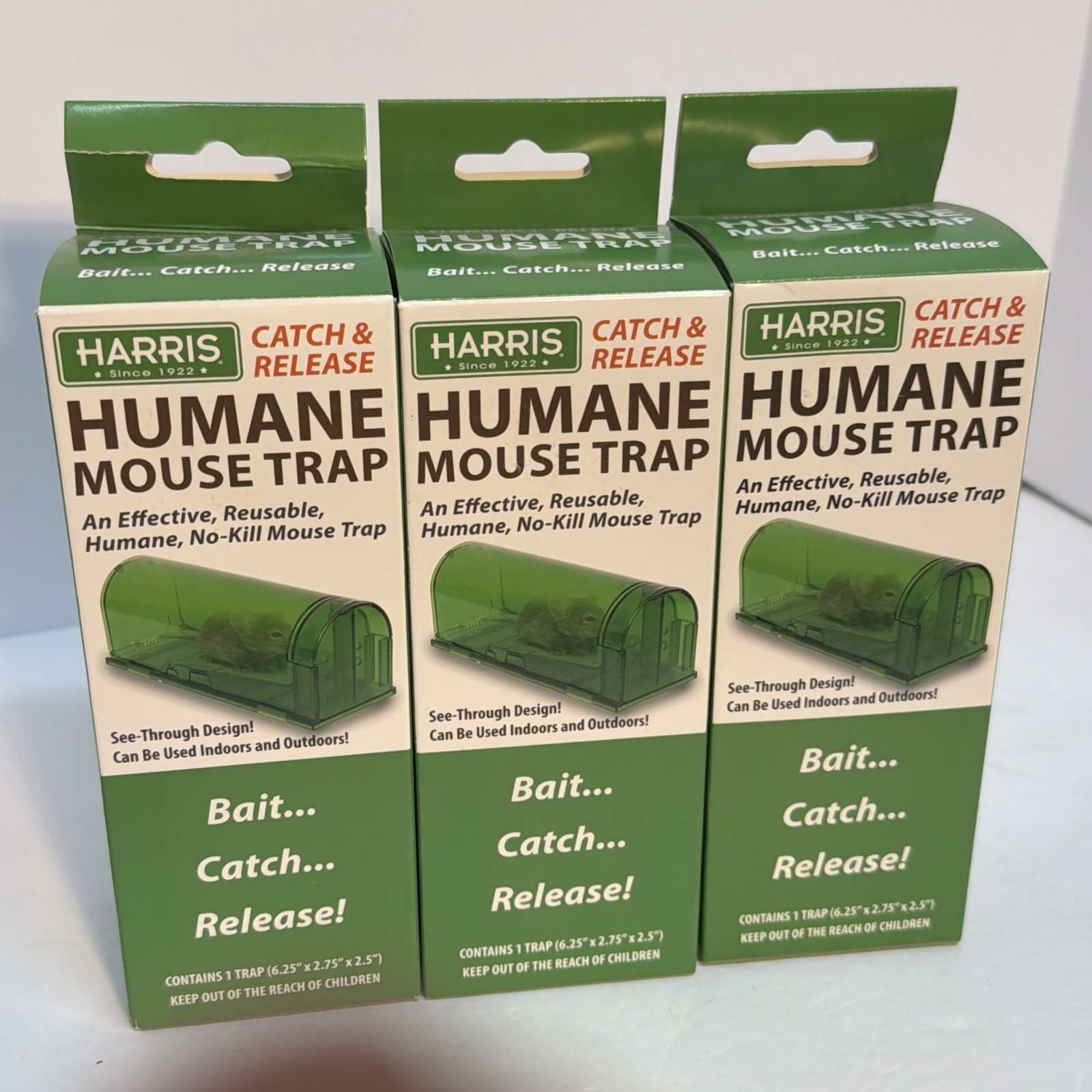 3 Pack – Harris Humane Mouse Trap – Catch & Release Size: 6.25” X 2.75” X 2.5”