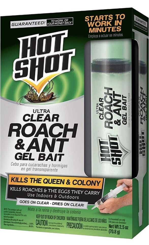2 PACK – Hot Shot Ultra Clear Roach and Ant Gel Bait Killer Poison Queen Colony