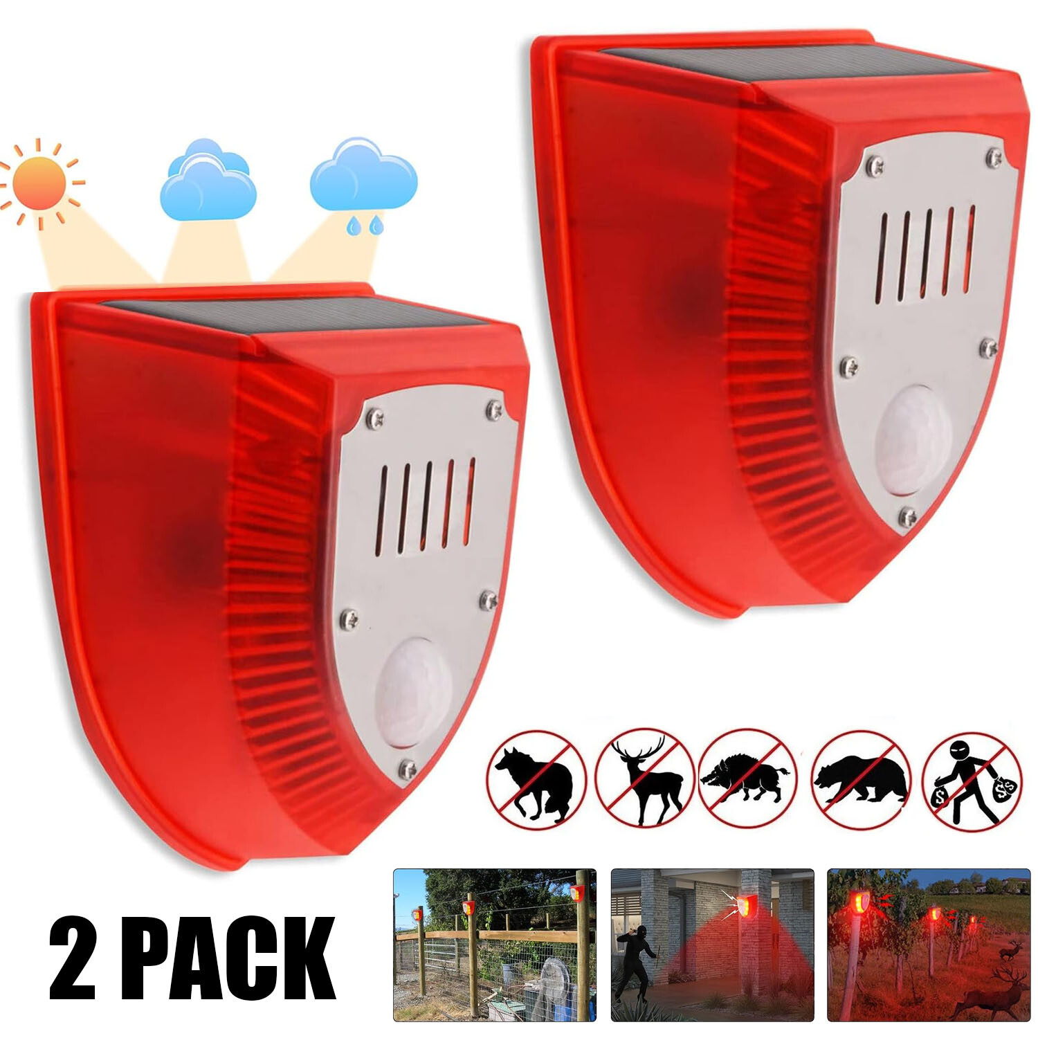 1/2 Pcs Solar Alarm Motion Detector with Sound Outdoor Motion Sensor 129db