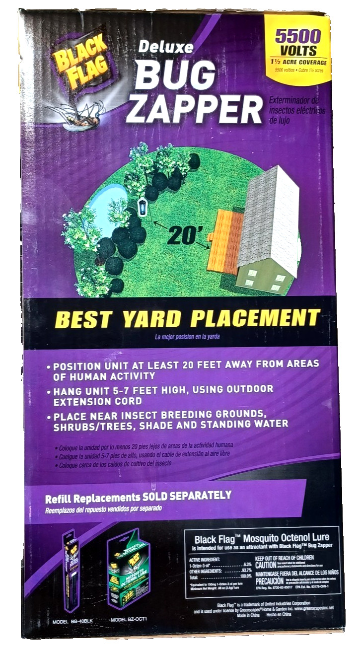 BLACK FLAG 40-Watt Bug Zapper Outdoor Lantern #BZ-40DX (BRAND NEW)