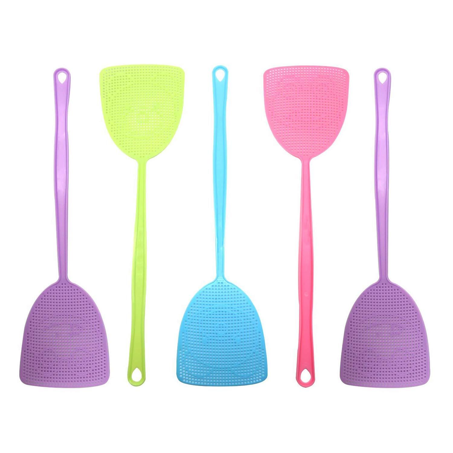 Fly Swatter, 5 Pack Manual Pest Control Colorful Plastic with 17.5” Durable