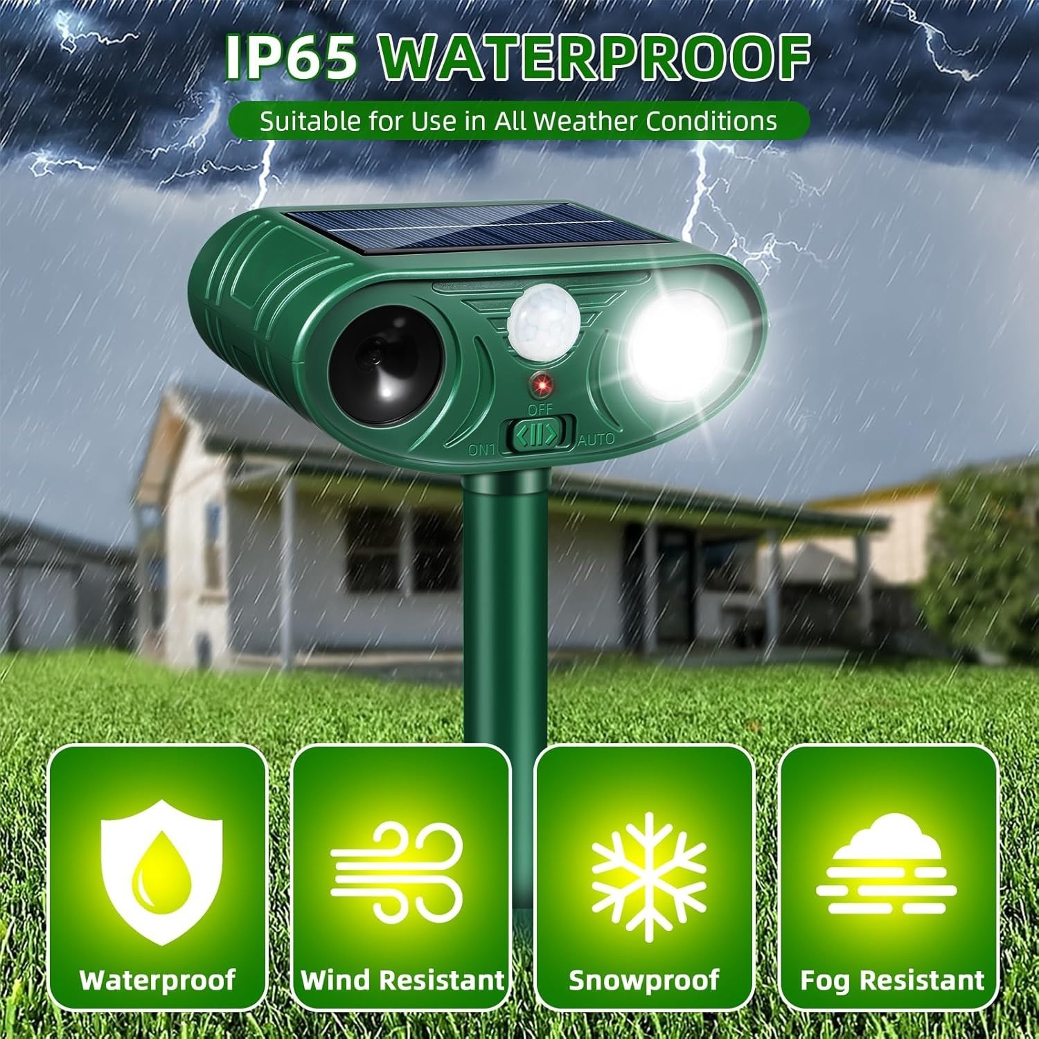 6Pack Ultrasonic Animal Repeller Outdoor Deer Repellent Devices with Light