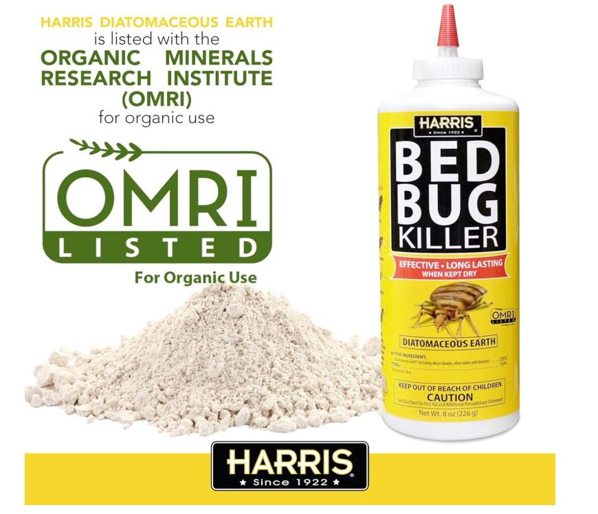 Harris HDE-8 Bed Bug Powder Diatomaceous Earth, 8oz, Yellow Pack of 5
