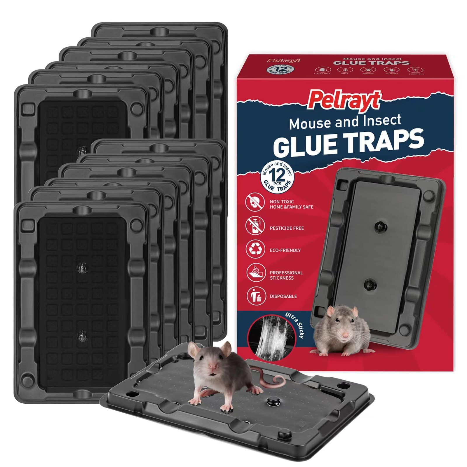 Glue Mouse Traps Indoor for Home -12 Pack Sticky MouseTraps Indoor for Safe H…