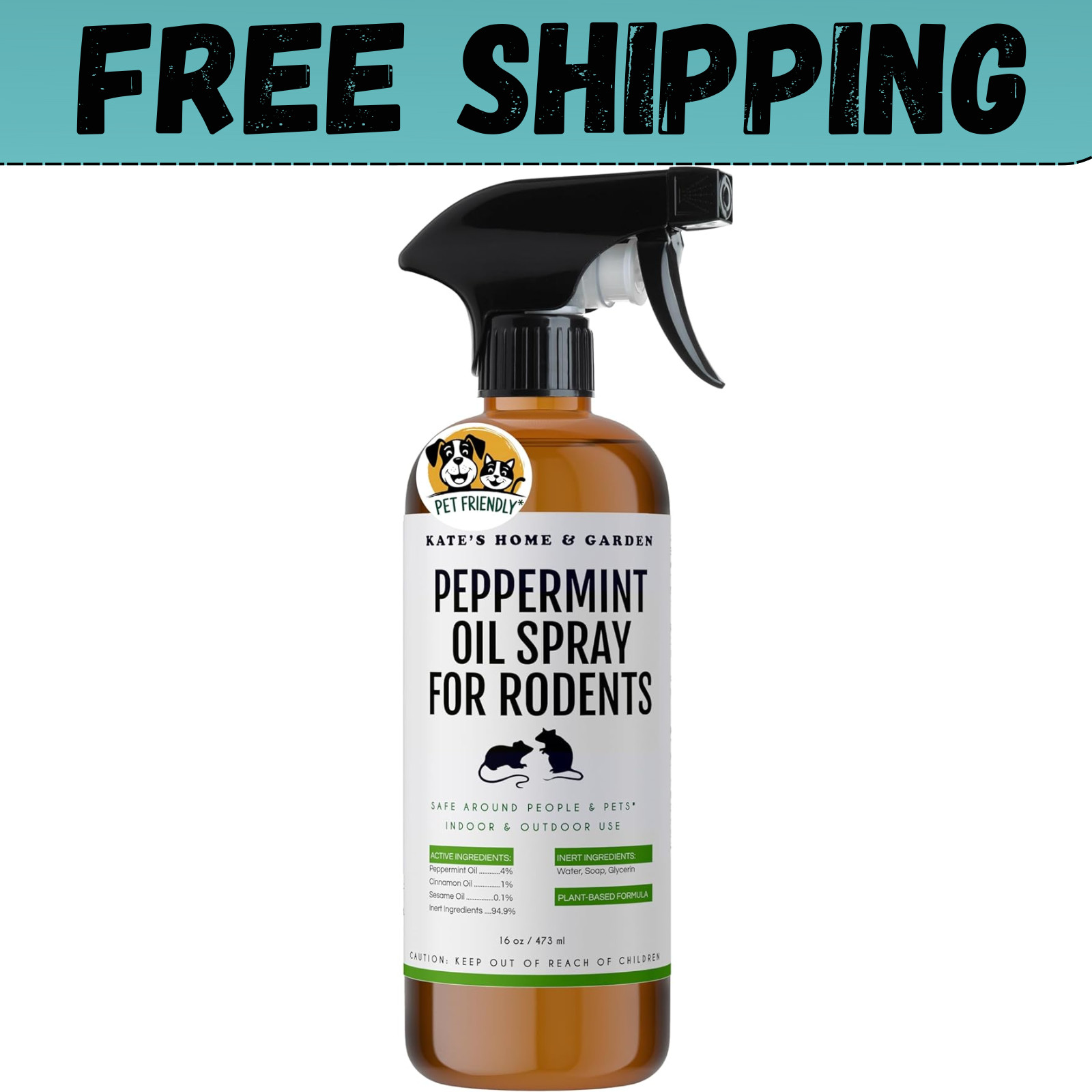 Peppermint Oil Spray, for Rodents Mice Raccoon Bat and, Squirrels Rodent Repelle