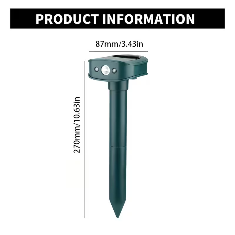1/2/4pcs Solar-Powered Mole And Rodent Repellent, IP44,1300mAh