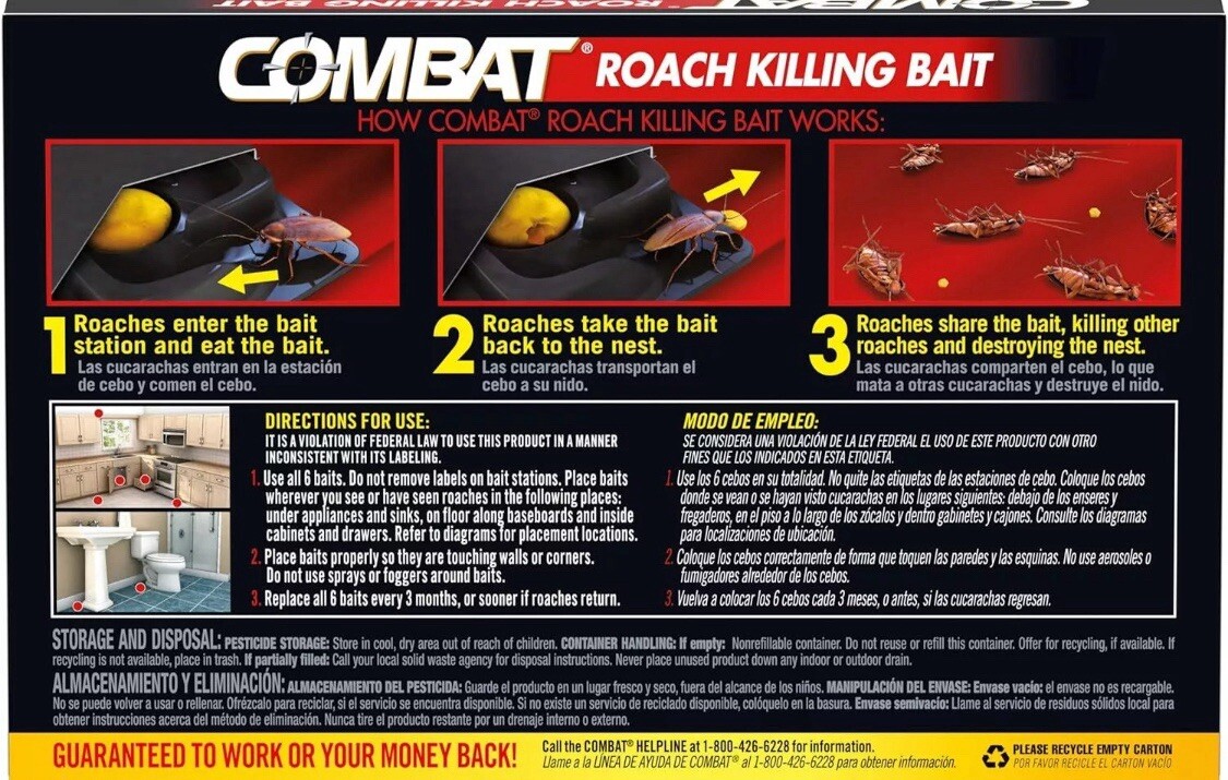 Combat Roach Killing Bait Stations for Small and Large Roaches, 6 Count…