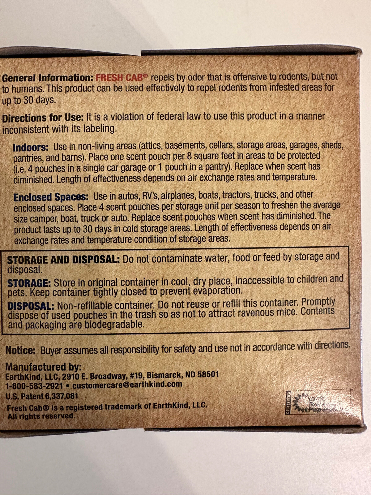 (12) Fresh Cab 4 Pouch Pack Botanical Mouse Rodent Control Repellent No Chemical
