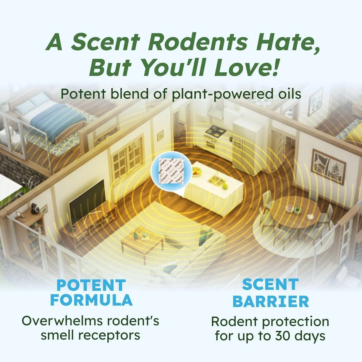 Powerful 8-Pouch Mouse Repellent, Natural Peppermint Oil, Safe Rodent Deterrent
