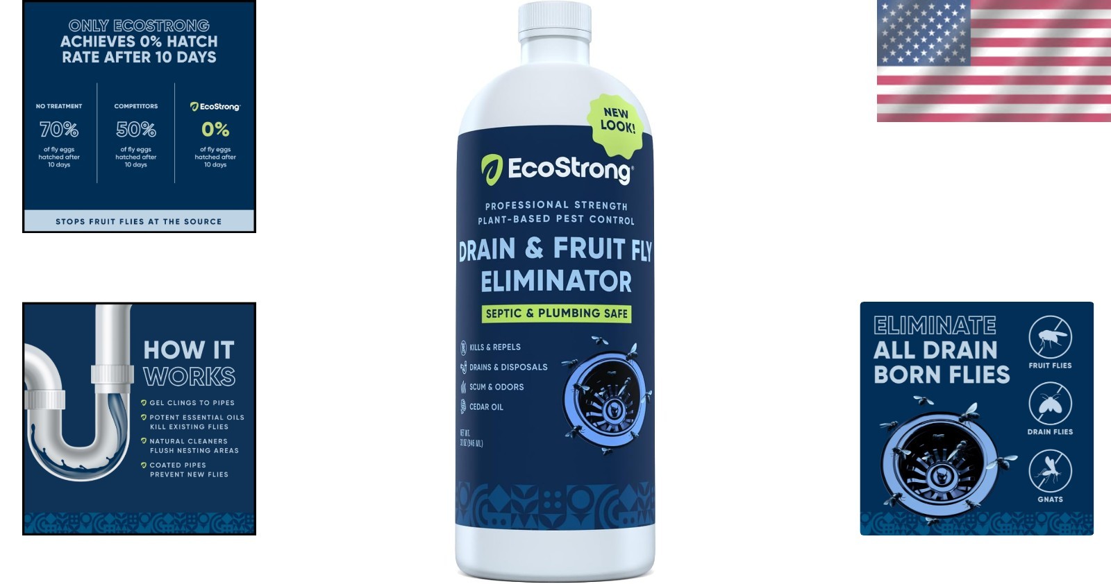 32 Fl Oz Non-Toxic Drain Fly & Gnat Treatment – Safe for All Drains, Home Use