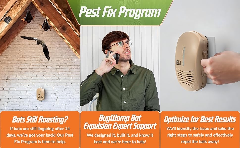 BugWomp Bat Expulsion Unit – Equipped with Dynamic Repellent Technology (Tan)