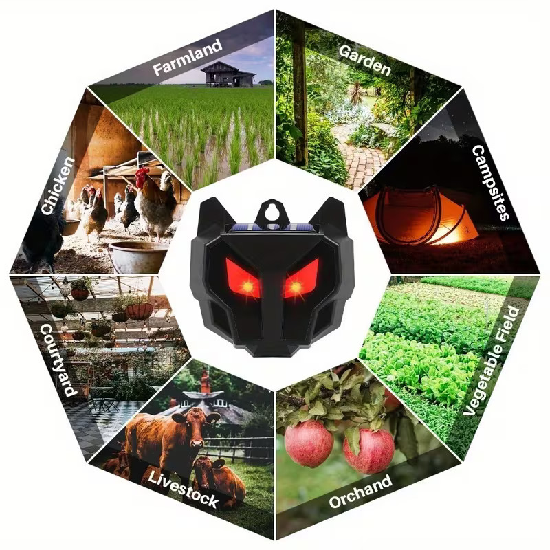 4 X Solar Powered Nocturnal Wild Animal Repeller Bionic Eyes Predator For-Yard