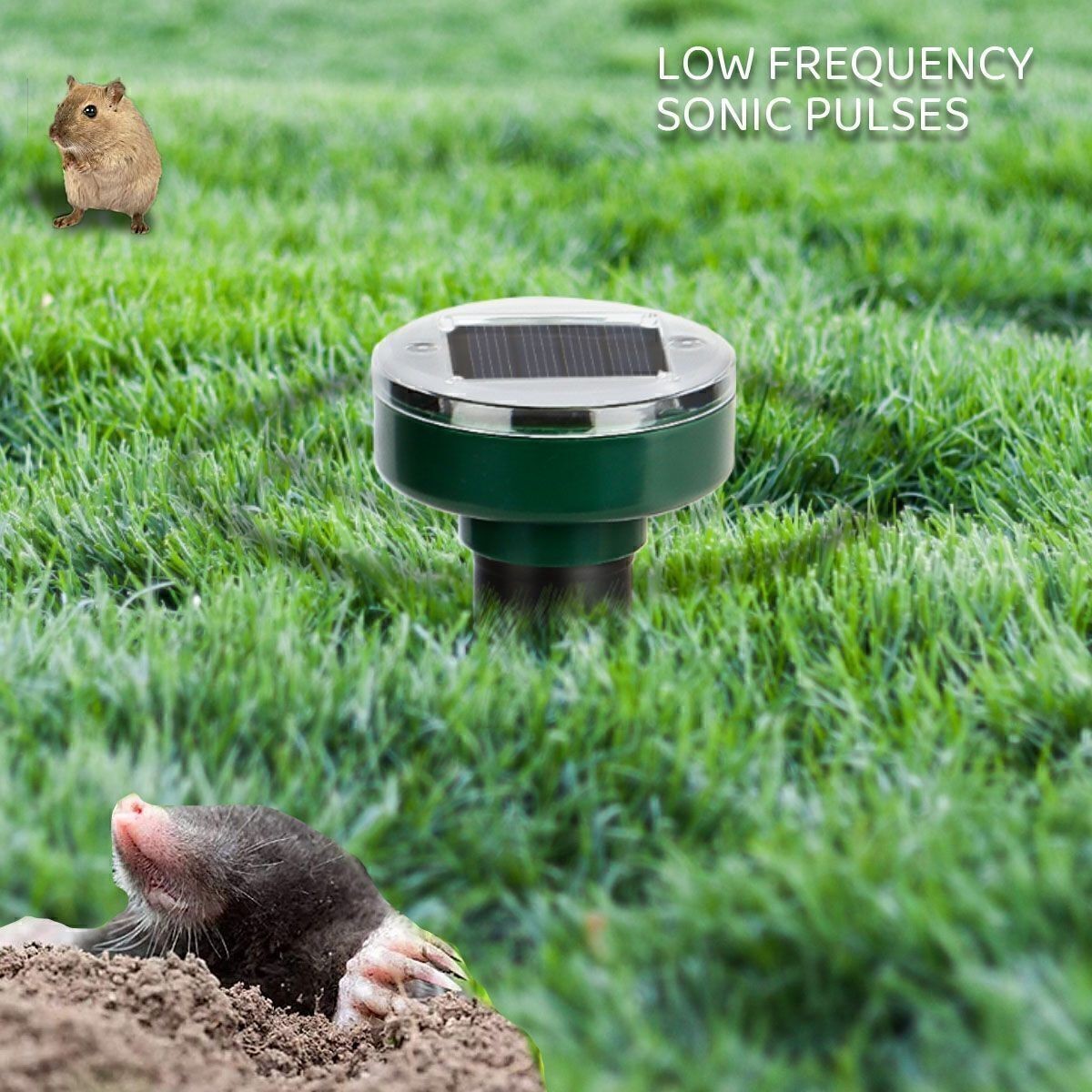 2/4Pcs Solar Power Ultrasonic Mice Gopher Mole Pest Snake Repellent Repeller USA